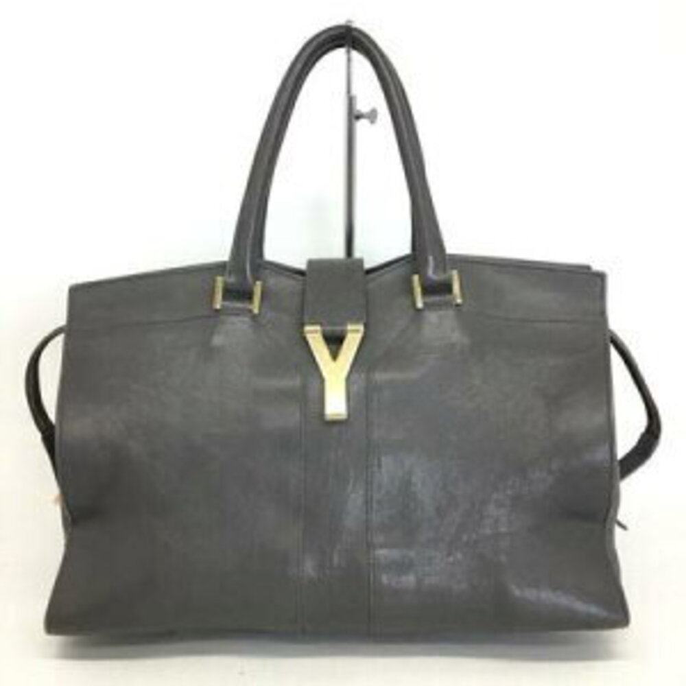 Saint Laurent Cabas Yves Chyc tote bag in Gray leather - Picture 1 of 15